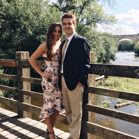 ASOS Pink and Grey Floral Bandeau Peplum Midi Dress - Picture 6 of 10